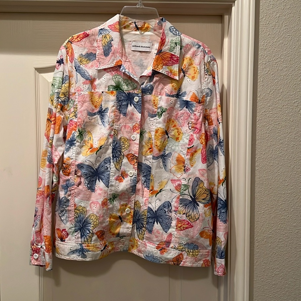 Alfred Dunner butterfly cotton light jacket size 14